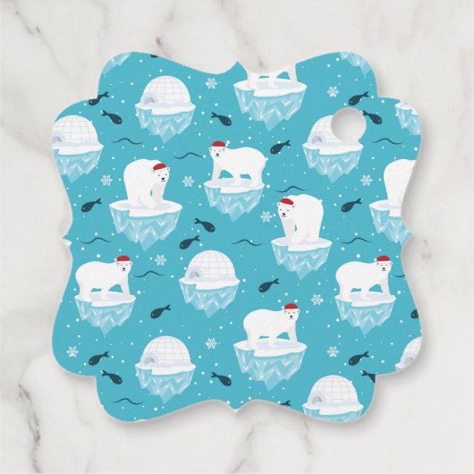 Kute Polar-beren in Santa Hats-kerstpatroon Bedankjes Labels (Achterkant)