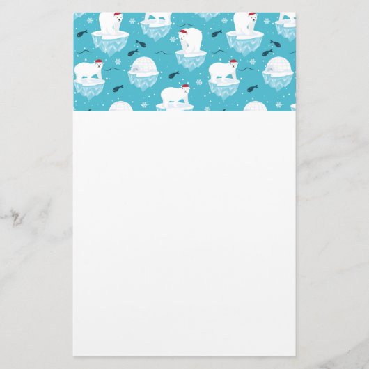 Kute Polar-beren in Santa Hats-kerstpatroon Briefpapier (Voorkant)