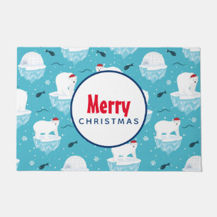Kute Polar-beren in Santa Hats-kerstpatroon Deurmat