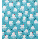 Kute Polar-beren in Santa Hats-kerstpatroon Douchegordijn (Voorkant)