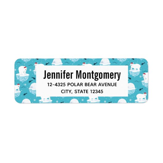 Kute Polar-beren in Santa Hats-kerstpatroon Etiket (Voorkant)