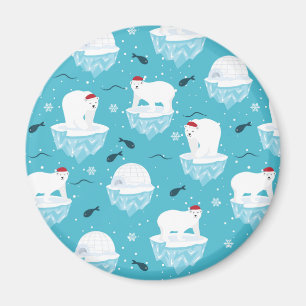 Kute Polar-beren in Santa Hats-kerstpatroon Magneet