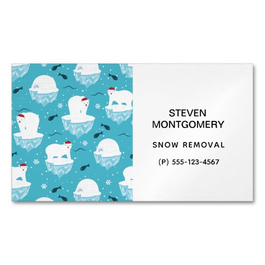 Kute Polar-beren in Santa Hats-kerstpatroon Magnetisch Visitekaartje (Voorkant)