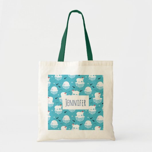 Kute Polar-beren in Santa Hats-kerstpatroon Tote Bag (Voorkant)