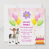 Kute Pony, Cake & Balloons Birthday Party Invites Kaart (Voorkant)