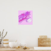 Kute pony roze vierkante poster afdrukken (Keuken)