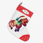 Kute Pony Snowflake Red Border Kinder Grote Kerstsok (Voorkant (Hangend))