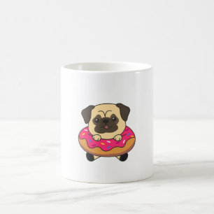 Kute pug-dog papaver-vrouwenhout donut roze koffiemok