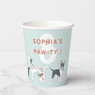 Kute Puppies Birthday Party Dog Blue Papieren Bekers