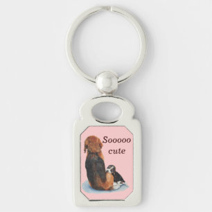 Kute puppy beagle met mama hond sleutelhanger