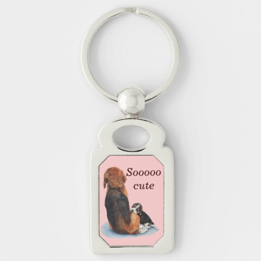 Kute puppy beagle met mama hond sleutelhanger (Voorkant)
