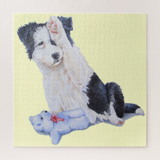 Kute puppy border collie and teddy dog art legpuzzel (Verticaal)