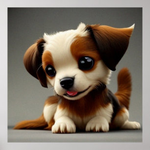 Kute puppy brown en wit poster