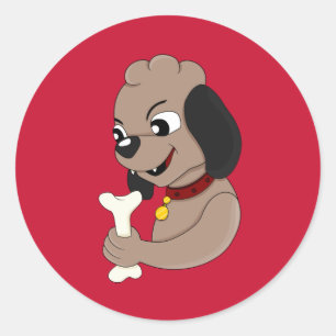 Kute puppy cartoon klassieke ronde sticker