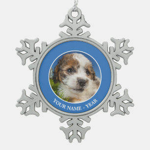 Kute puppy dog (Shitzu) Tin Sneeuwvlok Ornament