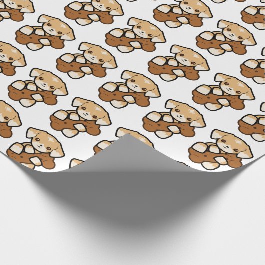 Kute puppy met bot cadeaupapier (Hoek)