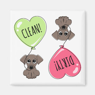 Kute puppy met hartballon schoon vuil magneet