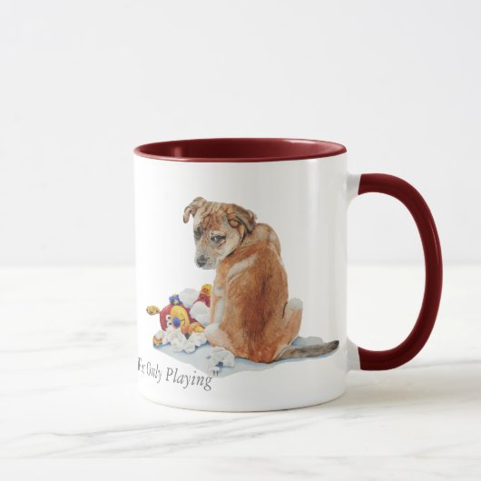 Kute puppy mixing ras met teddy dog portret art. mok (Rechts)