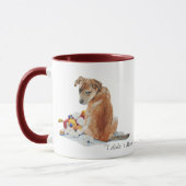 Kute puppy mixing ras met teddy dog portret art. mok (Links)