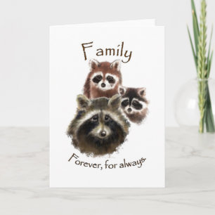 Kute Raccoon Familie, altijd en altijd, Citaat Kaart
