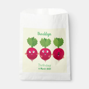 Kute radishes die trio-cartoon-groenten zingen bedankzakje