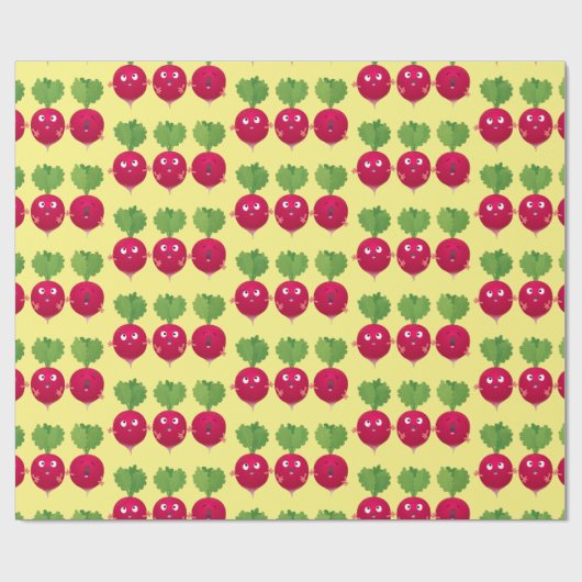 Kute radishes die trio-cartoon-groenten zingen cadeaupapier (Vlak)
