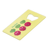 Kute radishes die trio-cartoon-groenten zingen kredietkaart flessenopener (Achterkant Gekanteld)