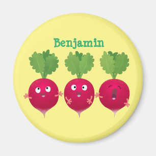 Kute radishes die trio-cartoon-groenten zingen magneet