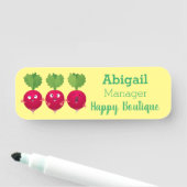 Kute radishes die trio-cartoon-groenten zingen naamplaatje (In situ)