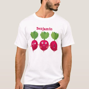 Kute radishes die trio-cartoon-groenten zingen t-shirt