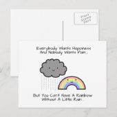 Kute Rainbow Rain Cloud Geluk Quote Briefkaart (Voorkant / Achterkant)