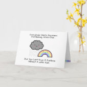 Kute Rainbow Rain Cloud Geluk Quote Kaart (Gele Bloem)