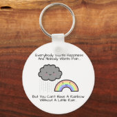 Kute Rainbow Rain Cloud Geluk Quote Sleutelhanger (Voorkant)