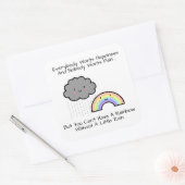 Kute Rainbow Rain Cloud Geluk Quote Vierkante Sticker (Envelop)