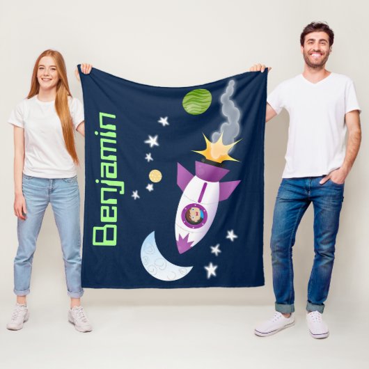 Kute raketten in de illustratie van de cartoon in fleece deken (In situ)