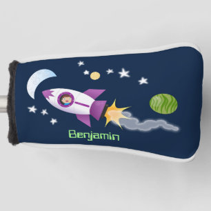 Kute raketten in de illustratie van de cartoon in golfheadcover
