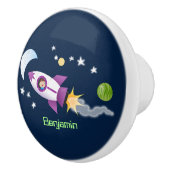 Kute raketten in de illustratie van de cartoon in keramische knop (Rechts)