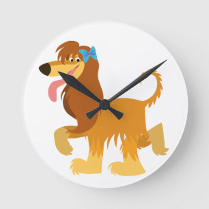 Kute Ready Cartoon Afghan Hound Wall Clock Ronde Klok