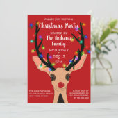 Kute Red Nose Reindester met kerstmis Kaart (Staand voorkant)