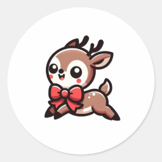 Kute Reindekerst Ronde Sticker