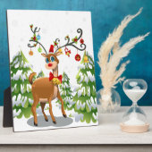 Kute rendier in de sneeuw fotoplaat (Zijkant)