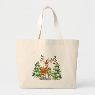 Kute rendier in de sneeuw grote tote bag