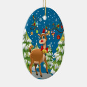 Kute rendier in de sneeuw keramisch ornament (Rechts)