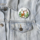 Kute rendier in de sneeuw ronde button 5,7 cm (In situ)