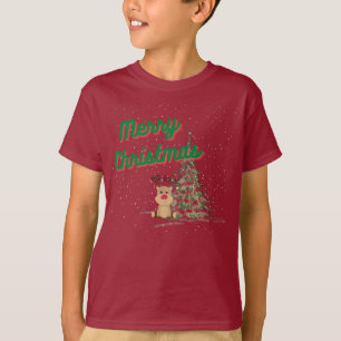 Kute rendier in de sneeuwkerst t-shirt