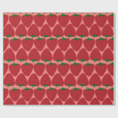 Kute Retro aardbeienpatroon in rood en roze Cadeaupapier (Vlak)
