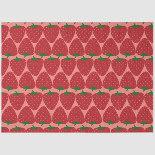 Kute Retro aardbeienpatroon in rood en roze Tissuepapier (Voorkant)