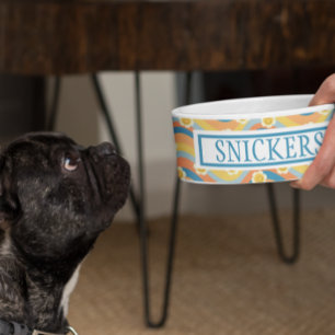 Kute Retro Daisy Flower Persoonlijke naam Voerbakje