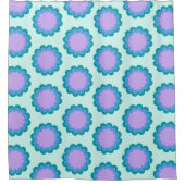 Kute Retro Flower Pattern in Mint en Paars Douchegordijn (Voorkant)
