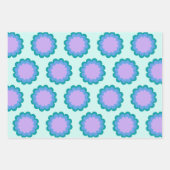 Kute Retro Flower Pattern in Mint en Paars Inpakpapier Vel (Voorkant)